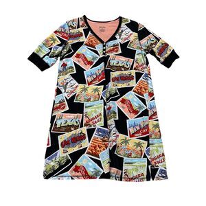 Nick & Nora Travel Postcards Pajama Sleep Shirt Size M/L